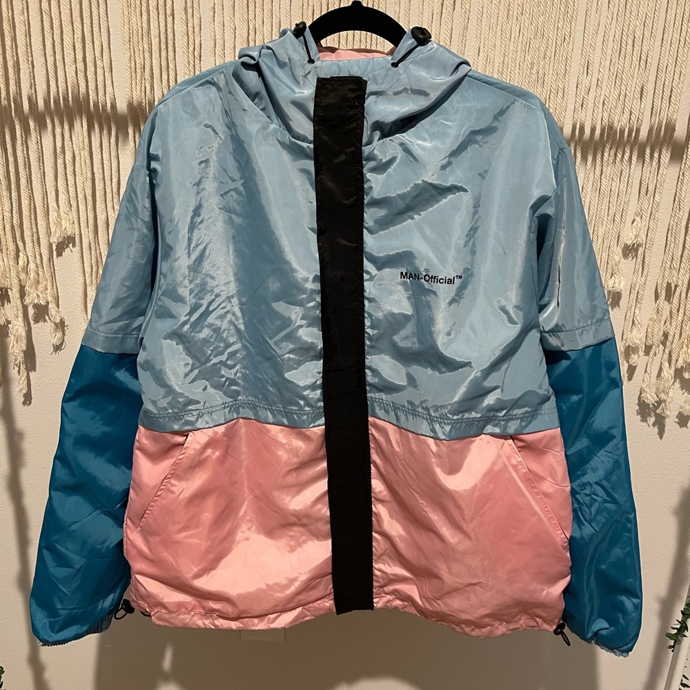 NWOT Boohoo MAN Streetwear Windbreaker Hoodie Jacket Size XL UNISEX - Picture 1 of 12